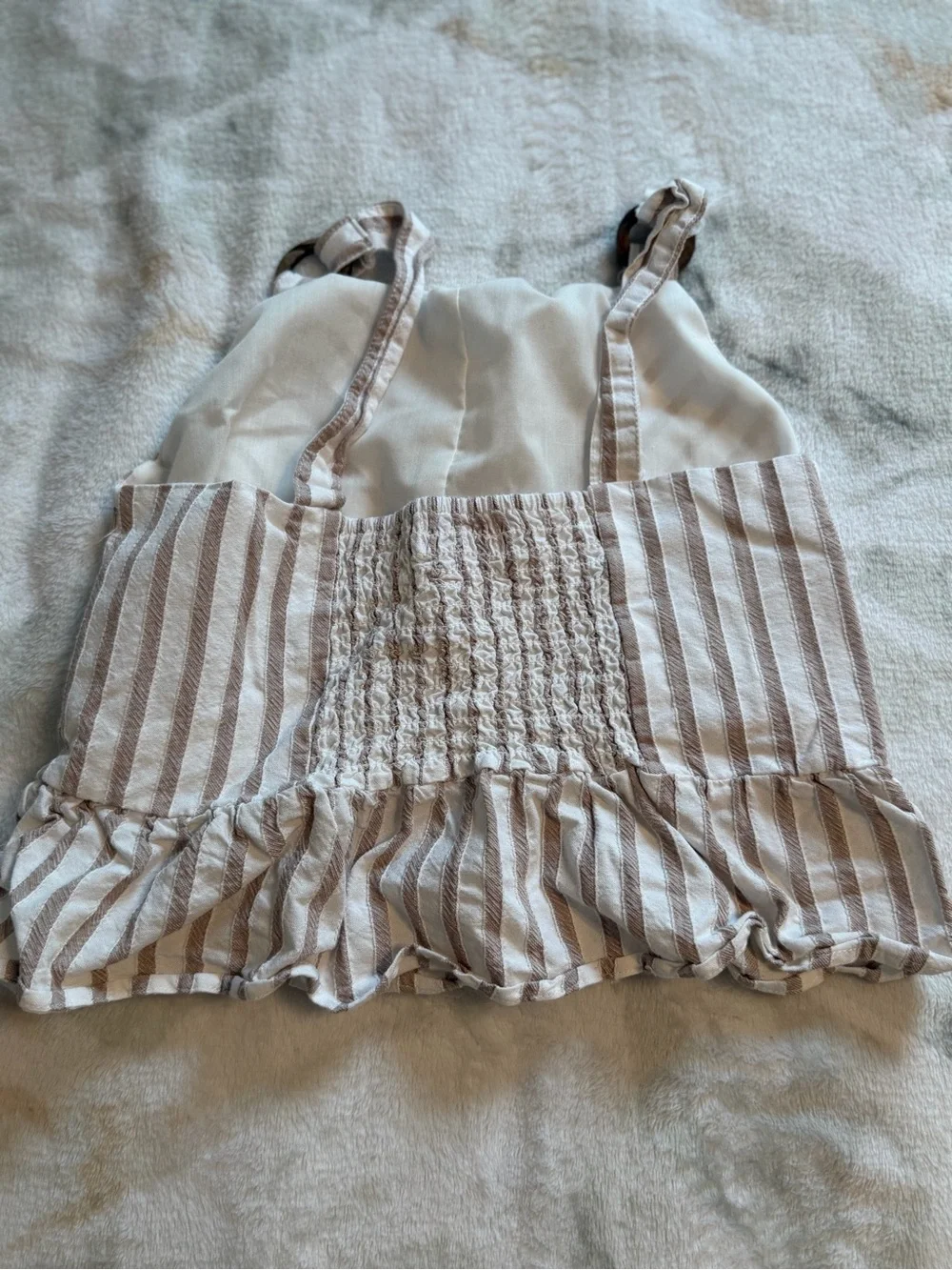 Striped Beige and White Kids Pants - Lightweight Cotton Blend